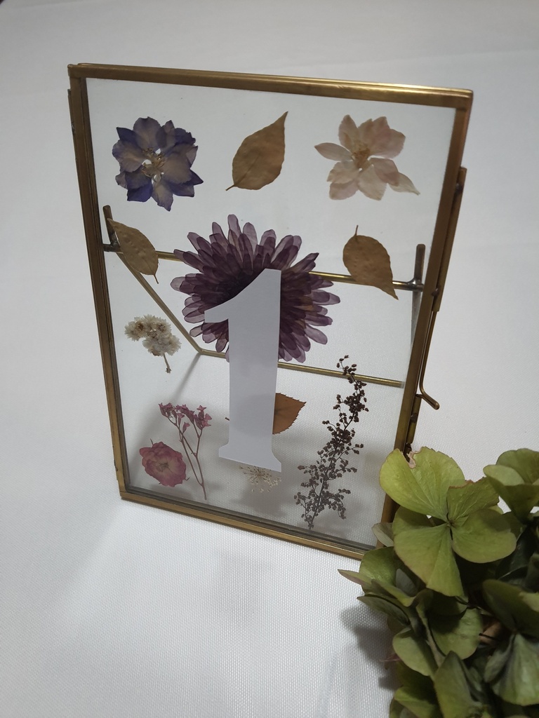 MARCO DOBLE CRISTAL FLORES PRENSADAS